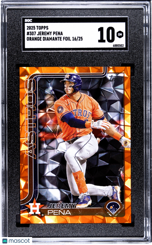 2025 Topps Jeremy Pena #307 Orange Diamante Foil SGC 10 /25 POP 1