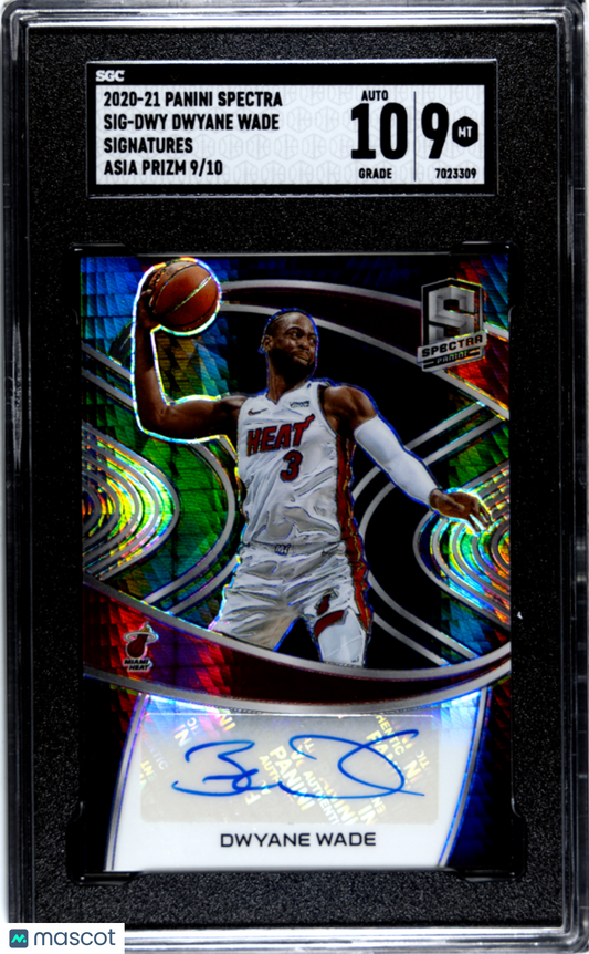 2020-21 Spectra Dwyane Wade #SIG-DWY Sigs. Asia Prizm SGC 9 /10 auto pop 1