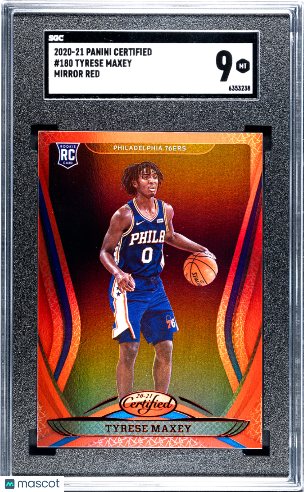 2020 Panini Certified Tyrese Maxey #180 Mirror Red SGC 9 pop 1