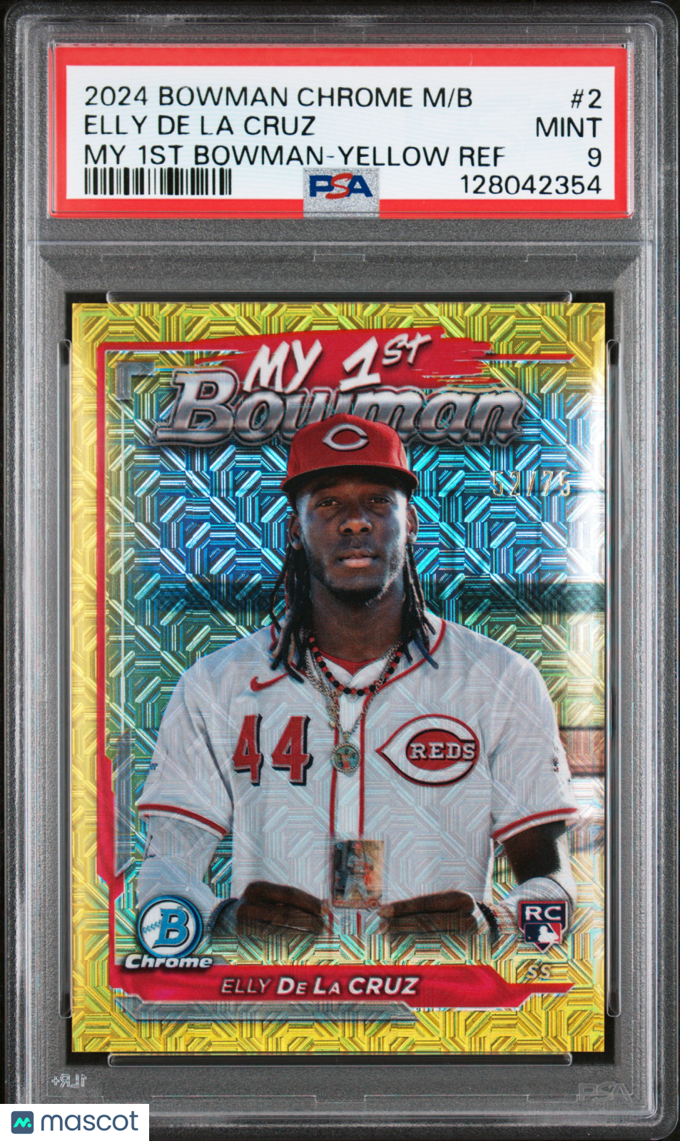 2024 Bowman Chrome Mega Box My 1st Bowman Elly De La Cruz #2 Yellow Ref PSA 9