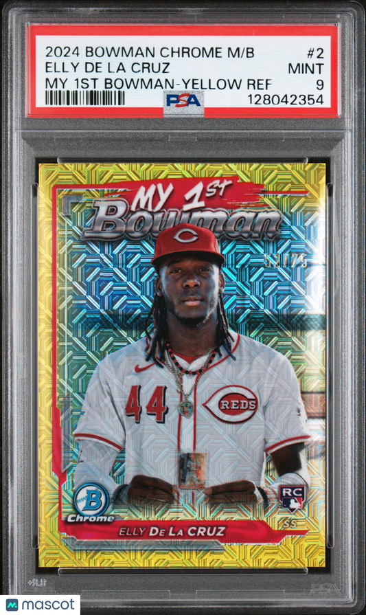 2024 Bowman Chrome Mega Box My 1st Bowman Elly De La Cruz #2 Yellow Ref PSA 9