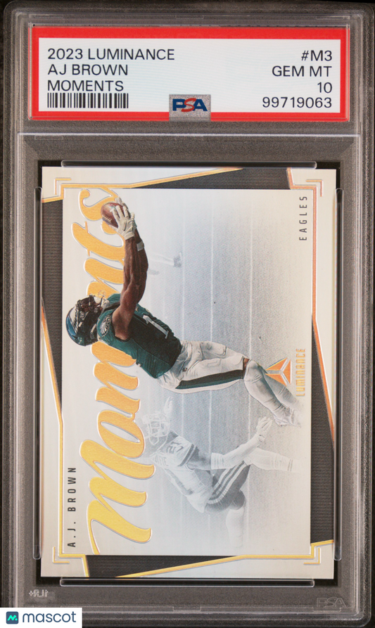 2023 Panini Luminance Moments Aj Brown #M3 PSA 10 CASE HIT POP 1