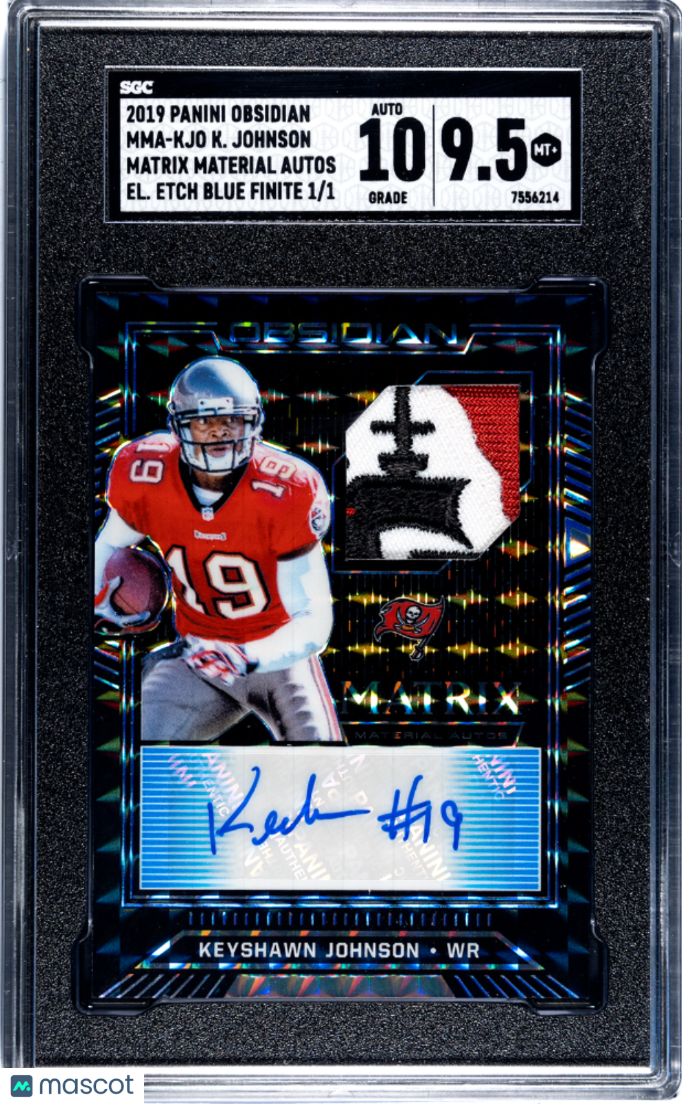 2019 Obsidian Keyshawn Johnson Matrix Mat. Auto El Etch Blue Finite SGC 9.5 1/1
