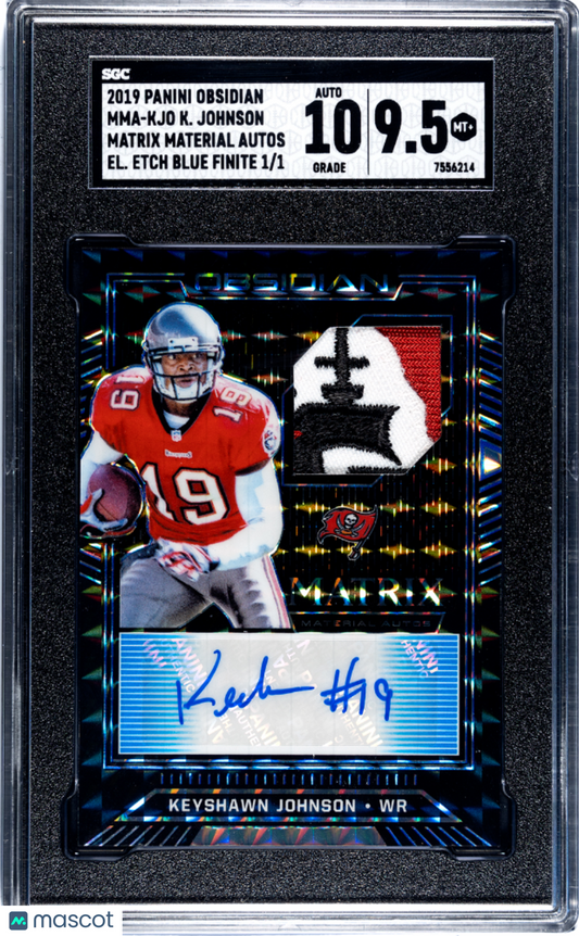 2019 Obsidian Keyshawn Johnson Matrix Mat. Auto El Etch Blue Finite SGC 9.5 1/1