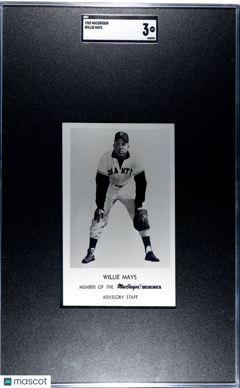 Willie Mays 1965 MacGregor Advisory Staff SGC 3
