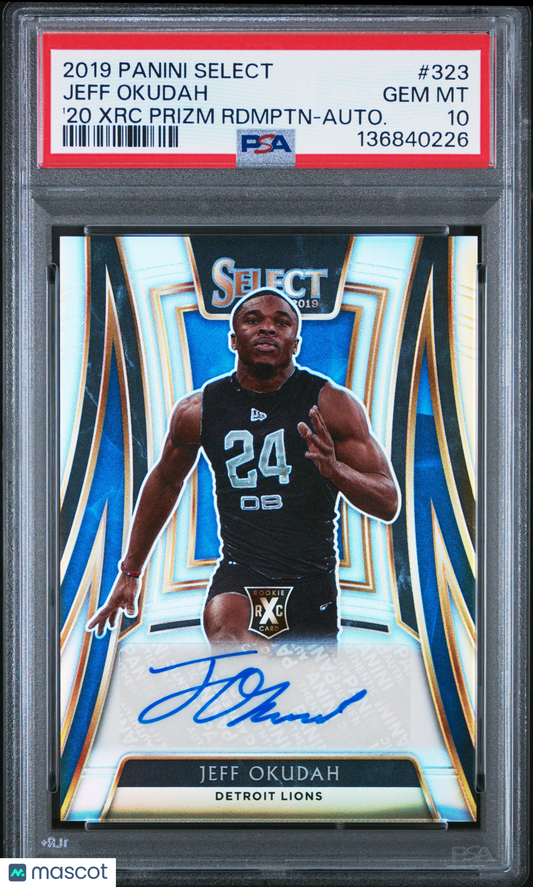 2019 Select 2020 XRC Prizm Redemption Jeff Okudah Auto PSA 10 /49 pop 2