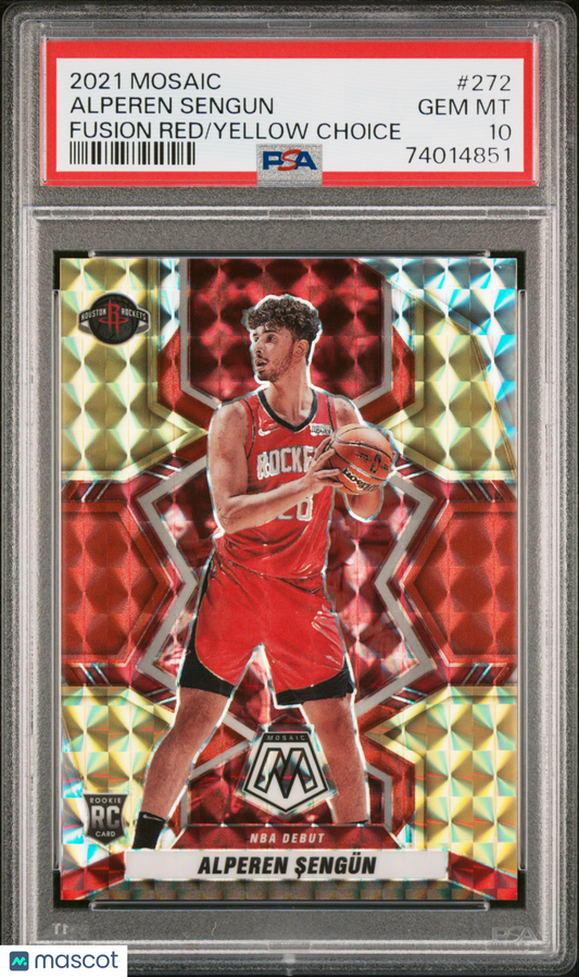 2021-22 Panini Mosaic Alperen Sengun #272 Fusion Red Yellow Choice PSA 10 /88