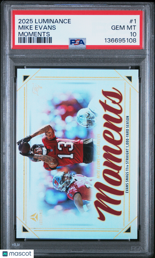 2025 Panini Luminance Moments Mike Evans #1 PSA 10 pop 3