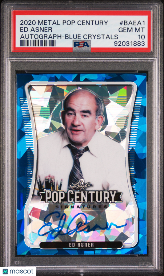 Ed Asner 2020 Leaf Metal Pop Century Autograph Blue Crystals #4/10 AUTO PSA 10