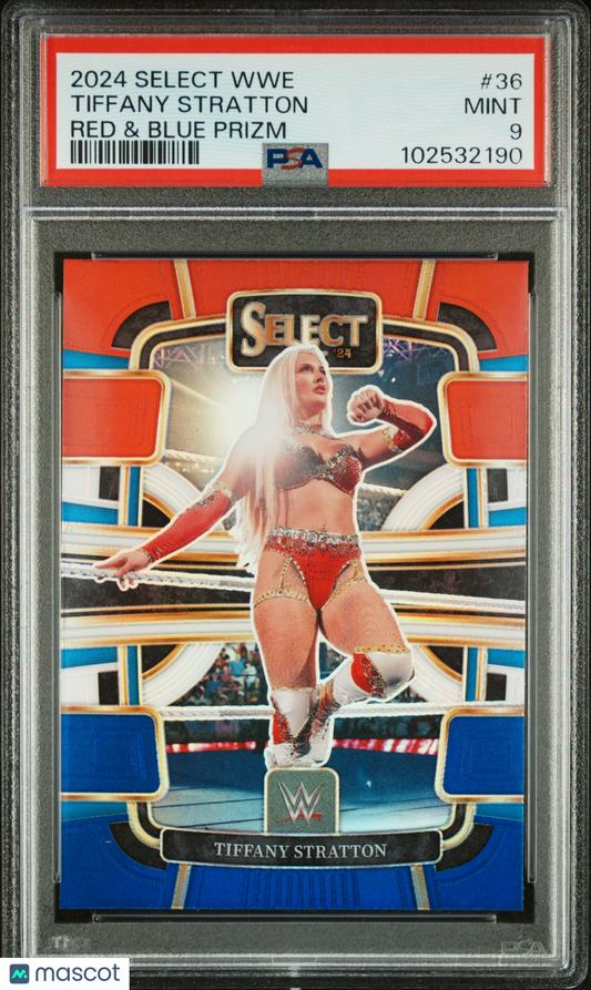 2024 Panini Select WWE Tiffany Stratton #36 Red & Blue Prizm PSA 9 pop 1