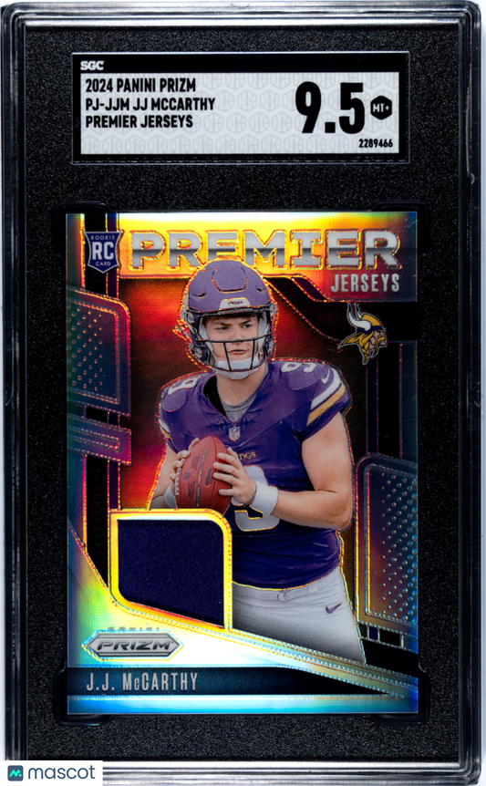 2024 Panini Prizm JJ Mccarthy #PJ-JJM Premier Jerseys SGC 9.5 POP 6