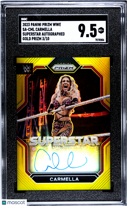 2023 Prizm Wwe Carmella #SA-CML Superstar Autograph Gold SGC 9.5 pop 1 /10