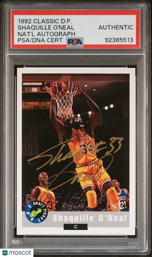 1992 Classic Draft Picks Shaquille O'Neal National GOLD INK AUTO Autograph PSA