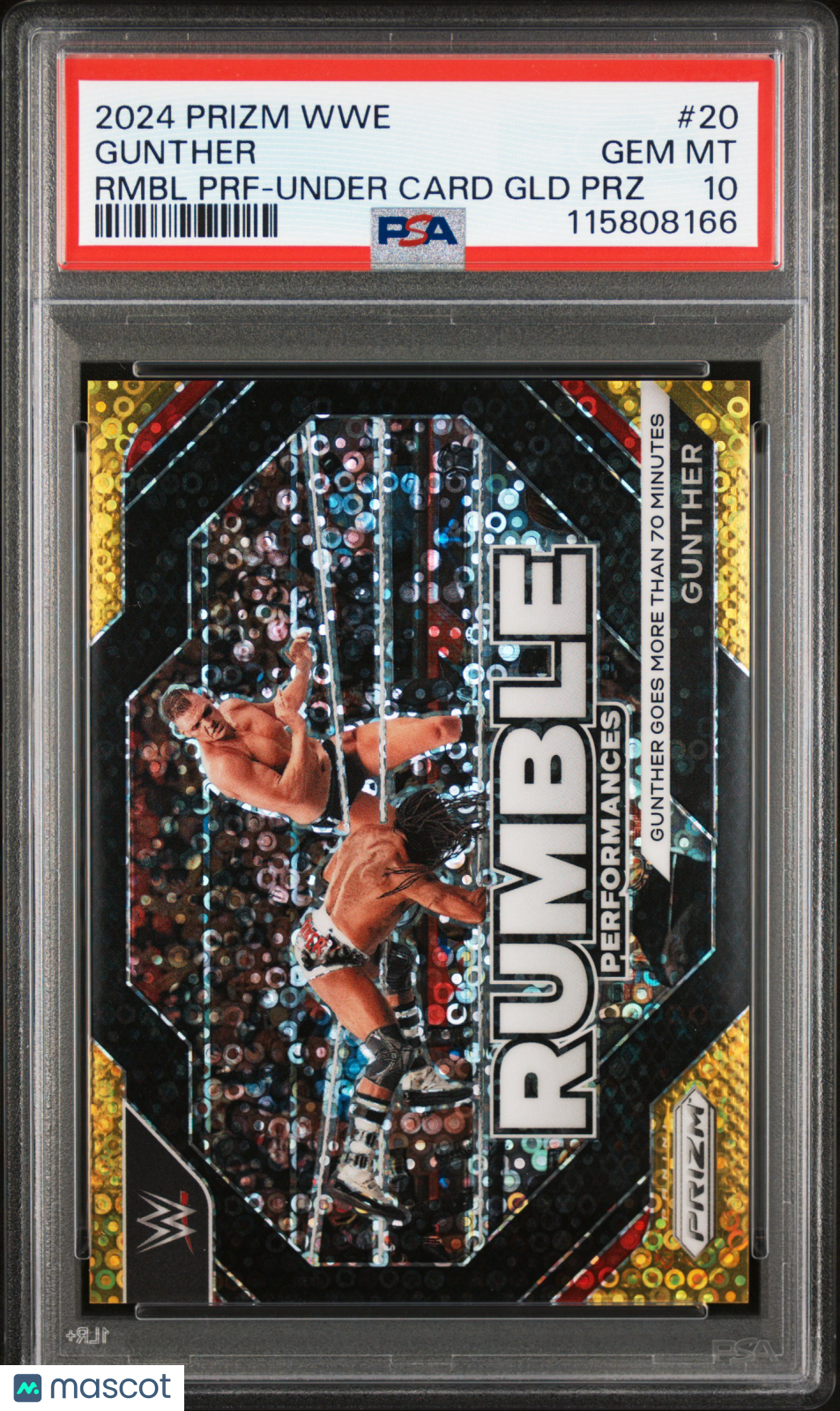 2024 Prizm WWE Rumble Performances Gunther GOLD PRIZM #3/10  PSA 10 POP 1