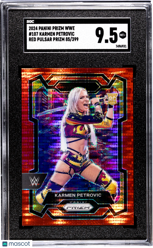 2024 Panini Prizm Wwe Karmen Petrovic #107 Red Pulsar SGC 9.5
