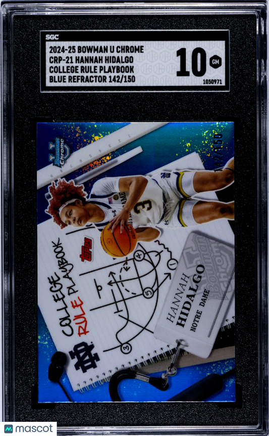 2024 Bowman U Chrome Hannah Hidalgo College Rule Playbook Blue Refractor SGC 10