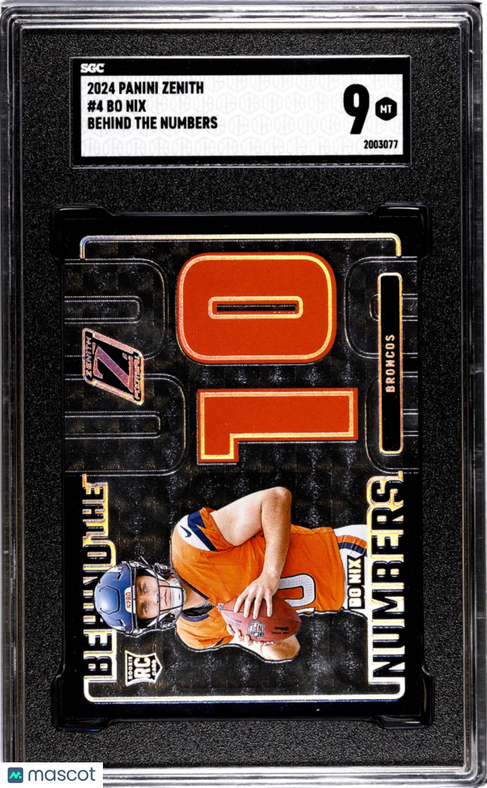 2024 Panini Zenith Bo Nix #4 Behind The Numbers SGC 9 pop 1
