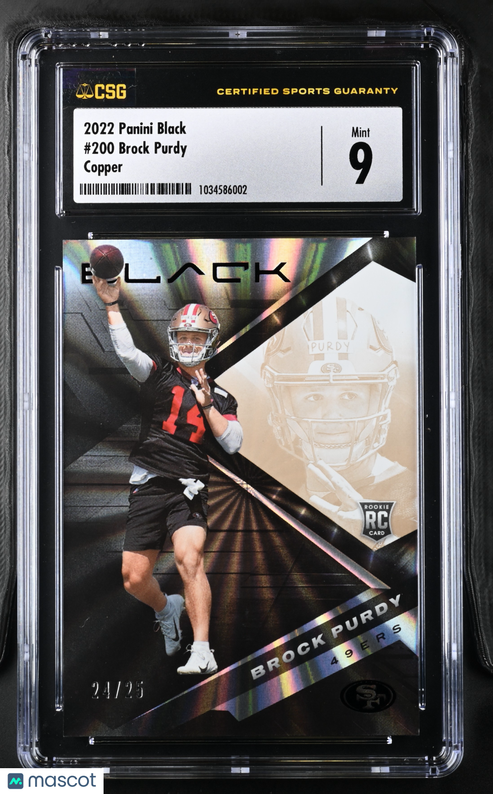 2022 Panini Black Brock Purdy #200 Copper CGC 9 POP 1 /25