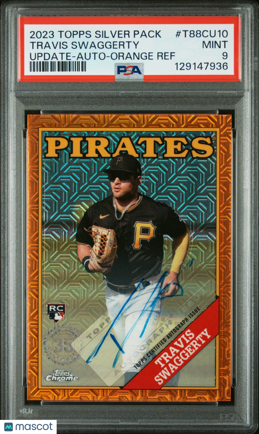 2023 Silver Pack 1988 Chrome Promo Travis Swaggerty Update Auto Orange Ref PSA 9