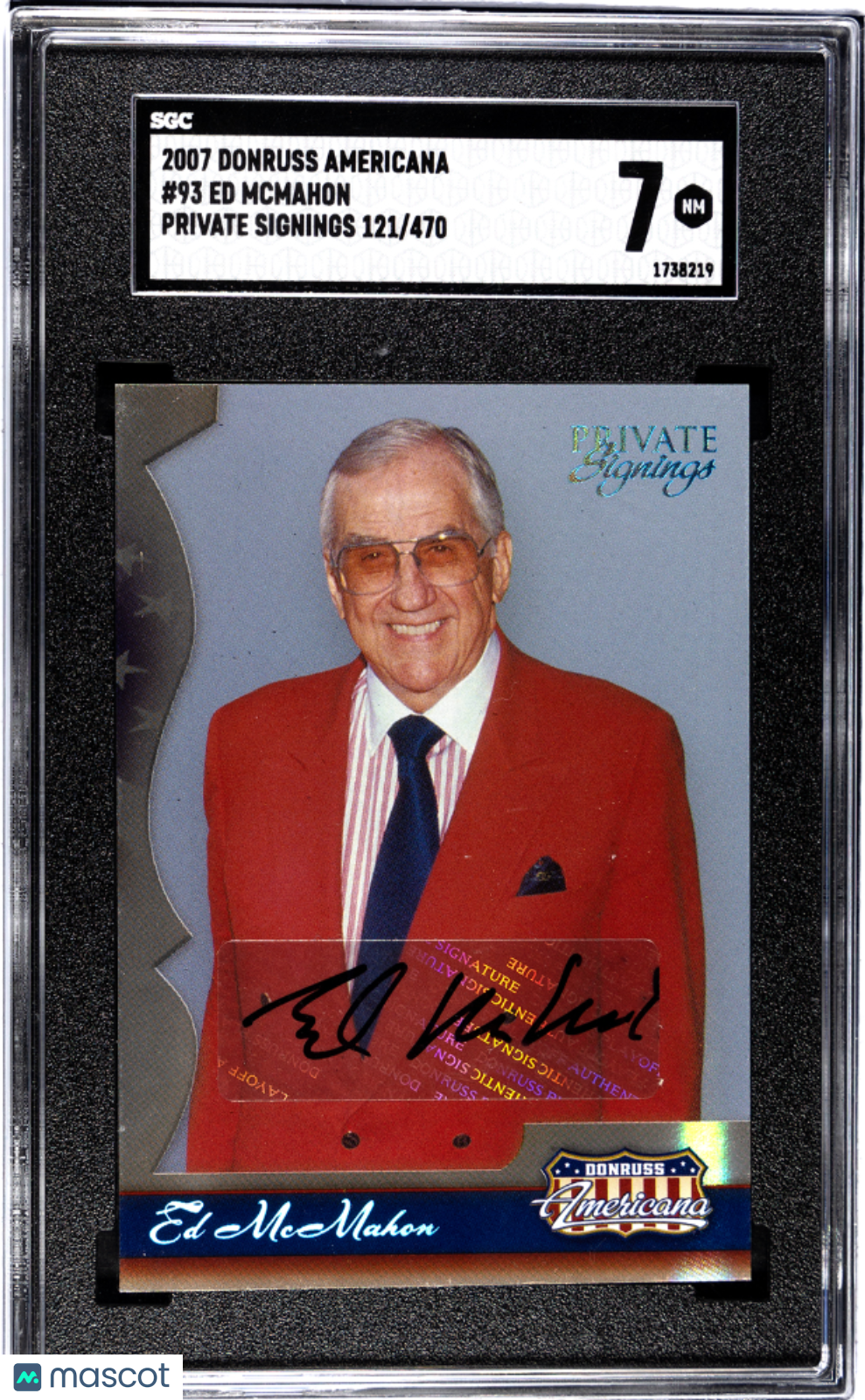 Ed Mcmahon 2007 Donruss Americana Private Signings SGC 7 /470