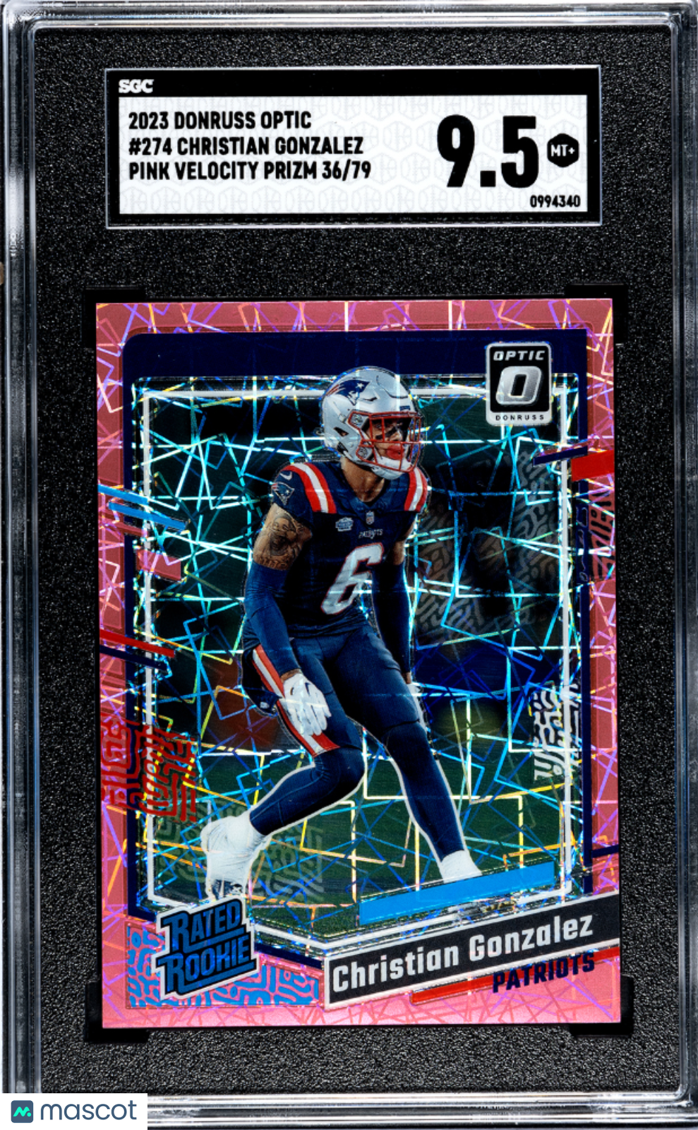 2023 Donruss Optic Christian Gonzalez #274 Pink Velocity Prizm /79 SGC 9.5 POP 1