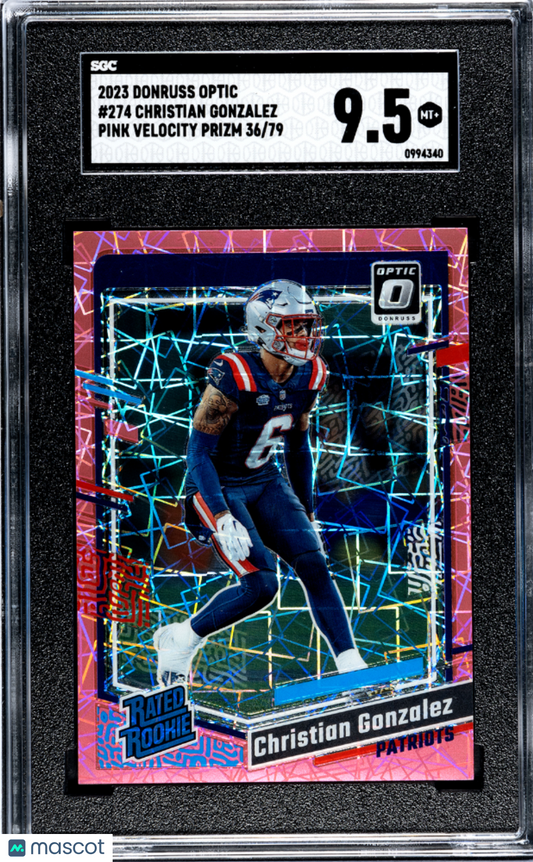 2023 Donruss Optic Christian Gonzalez #274 Pink Velocity Prizm /79 SGC 9.5 POP 1