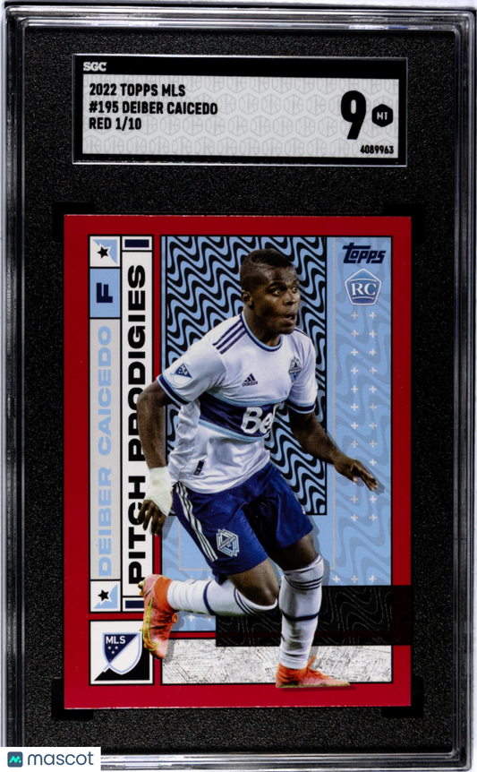 2022 Topps MLS Deiber Caicedo #195 Red #1/10 Rookie SGC 9