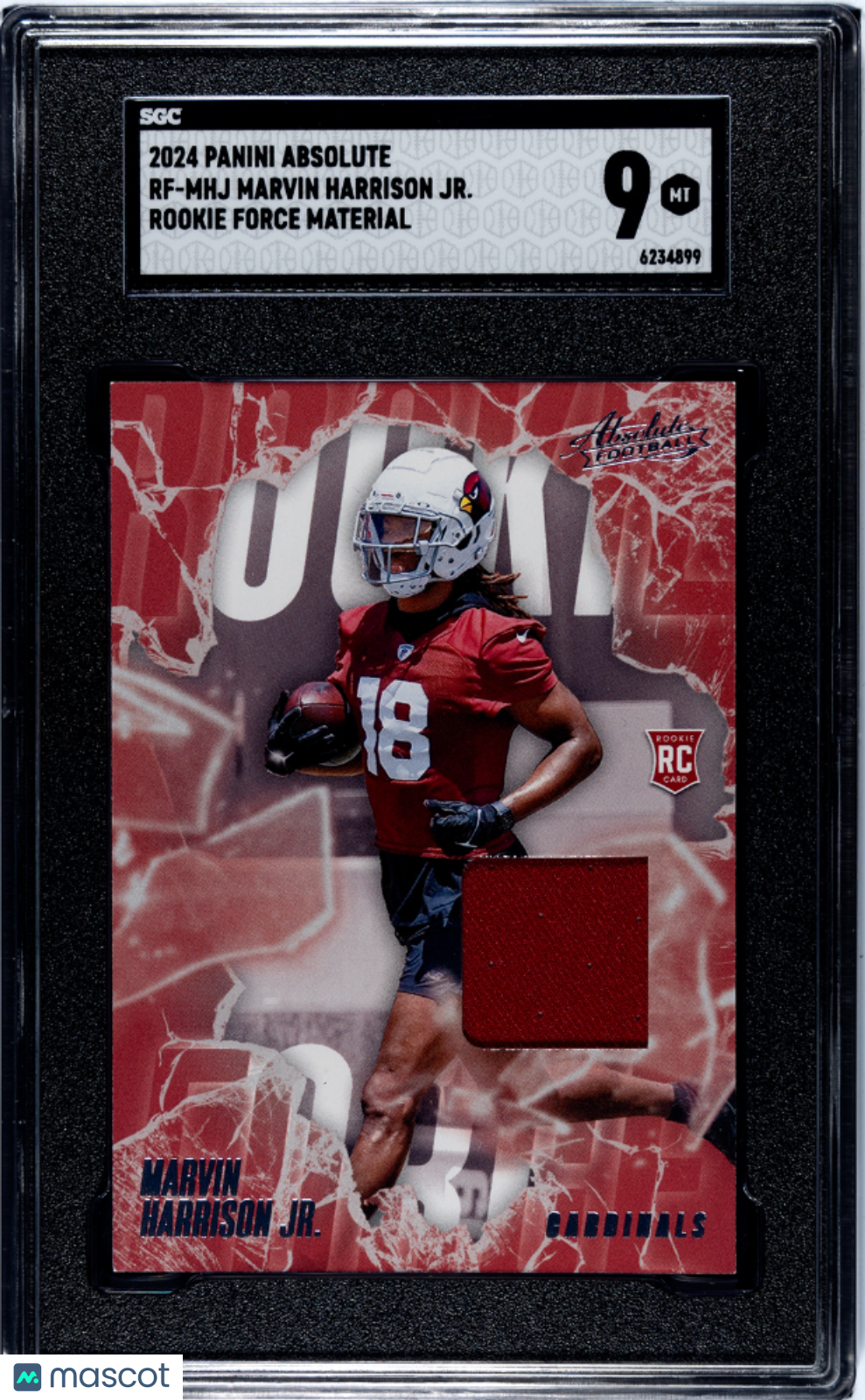 2024 Panini Absolute Marvin Harrison JR. #RF-MHJ Rookie Force Mat. SGC 9