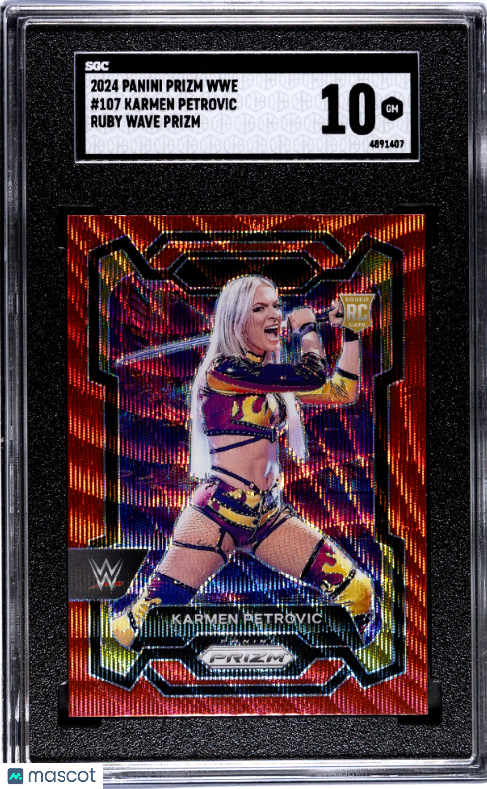 2024 Panini Prizm Wwe Karmen Petrovic #107 Ruby Wave SGC 10 POP 1