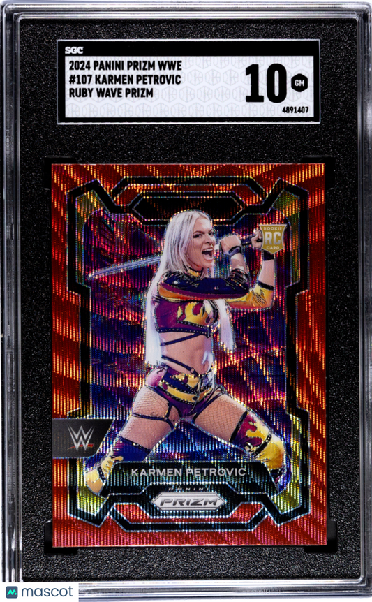 2024 Panini Prizm Wwe Karmen Petrovic #107 Ruby Wave SGC 10 POP 1