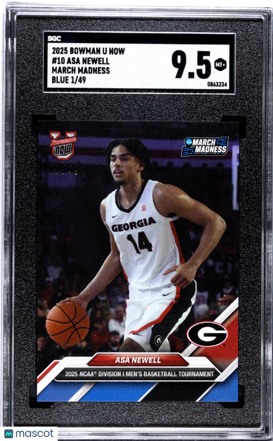 2025 Bowman U Now March Madness Asa Newell #10 Blue SGC 9.5 /49 pop 1
