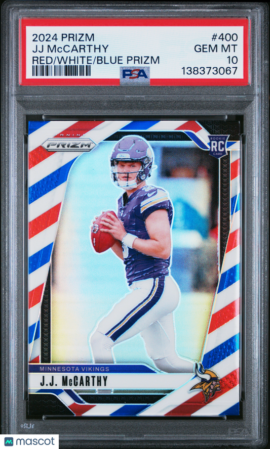 2024 Panini Prizm JJ Mccarthy #400 Red White Blue PSA 10