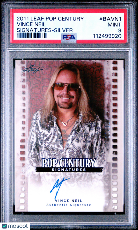 2011 Leaf Pop Century Signatures Vince Neil AUTO BAVN1 Silver #10/10 PSA 9 POP 1