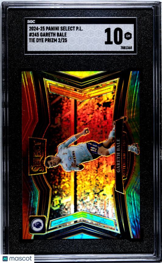 2024-25 Panini Select Premier League Gareth Bale #245 Tie Dye Prizm #2/25 SGC 10