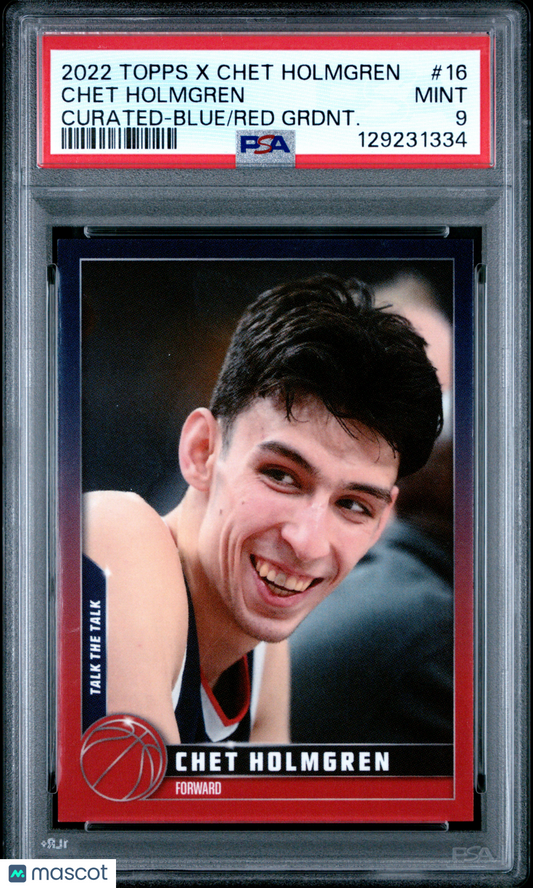 2022-23 X Chet Holmgren Curated Chet Holmgren Blue Red Grdnt. PSA 9 POP 1 /34