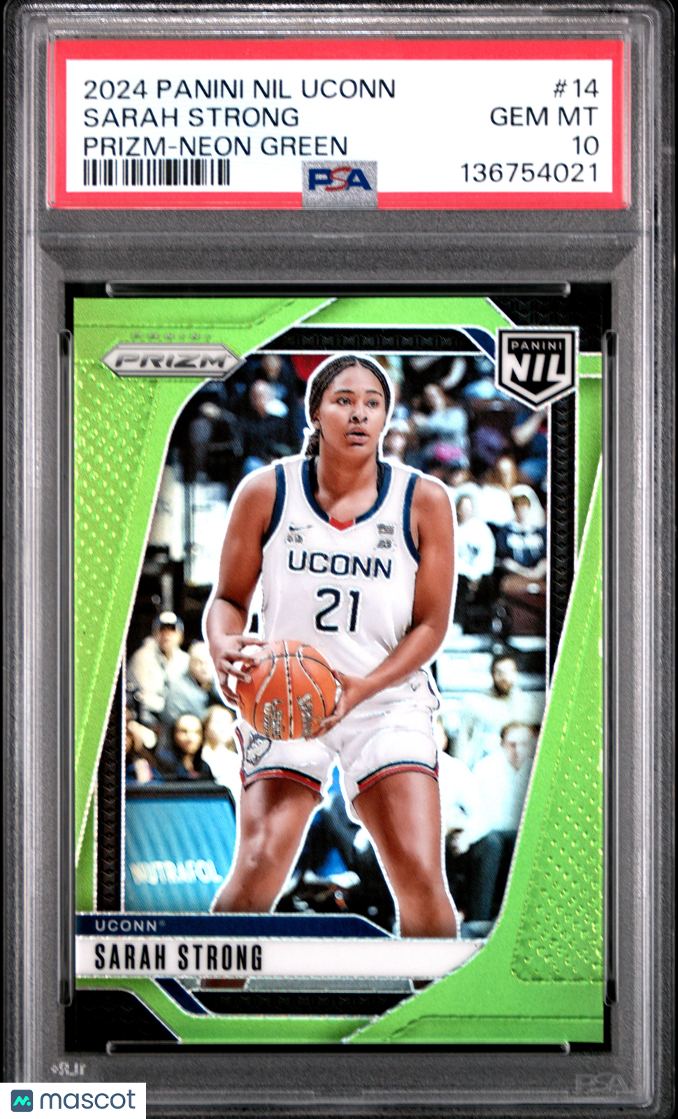 2024 Panini Nil Uconn Prizm Sarah Strong #14 Neon Green PSA 10 POP 1