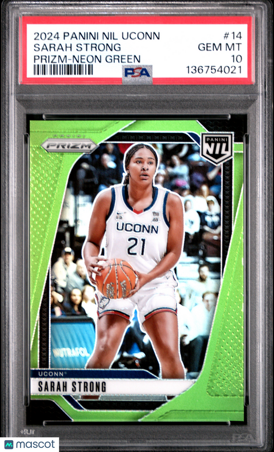 2024 Panini Nil Uconn Prizm Sarah Strong #14 Neon Green PSA 10 POP 1