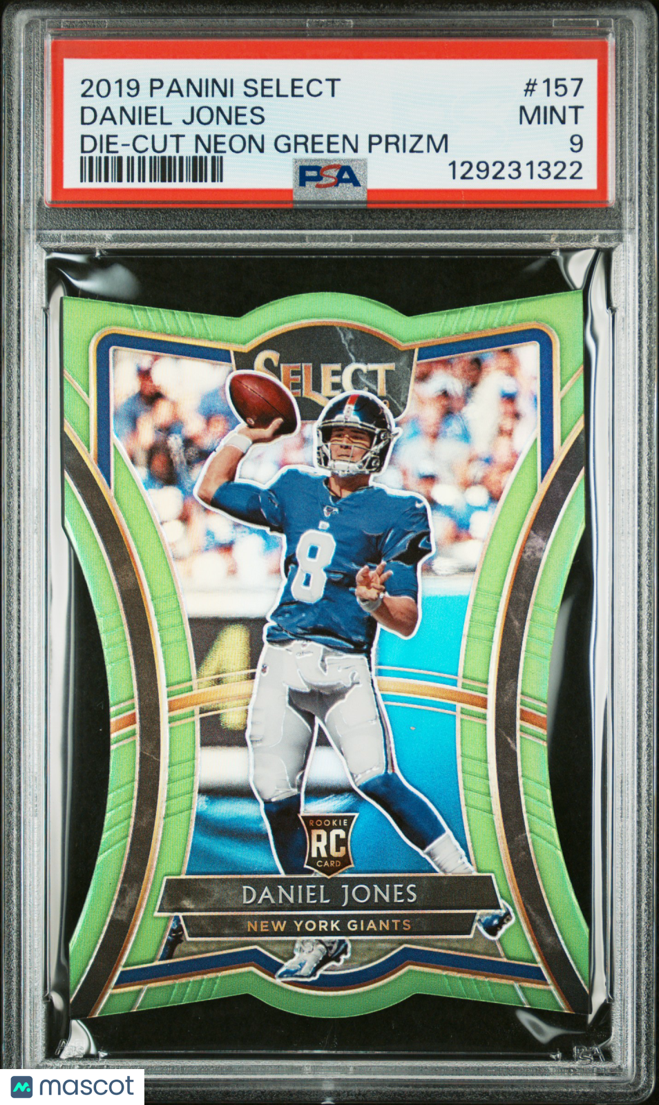 2019 Panini Select Daniel Jones #157 Die Cut Neon Green Prizm PSA 9 /49 pop 7