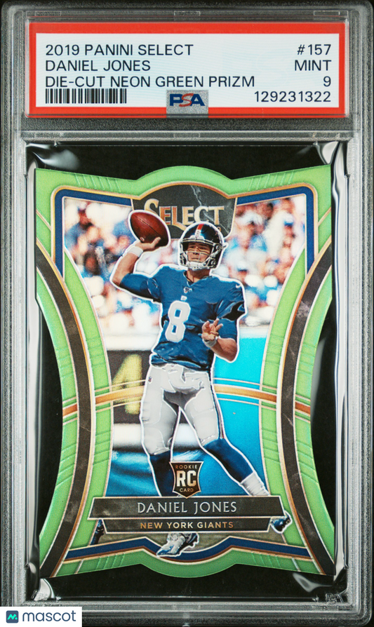 2019 Panini Select Daniel Jones #157 Die Cut Neon Green Prizm PSA 9 /49 pop 7