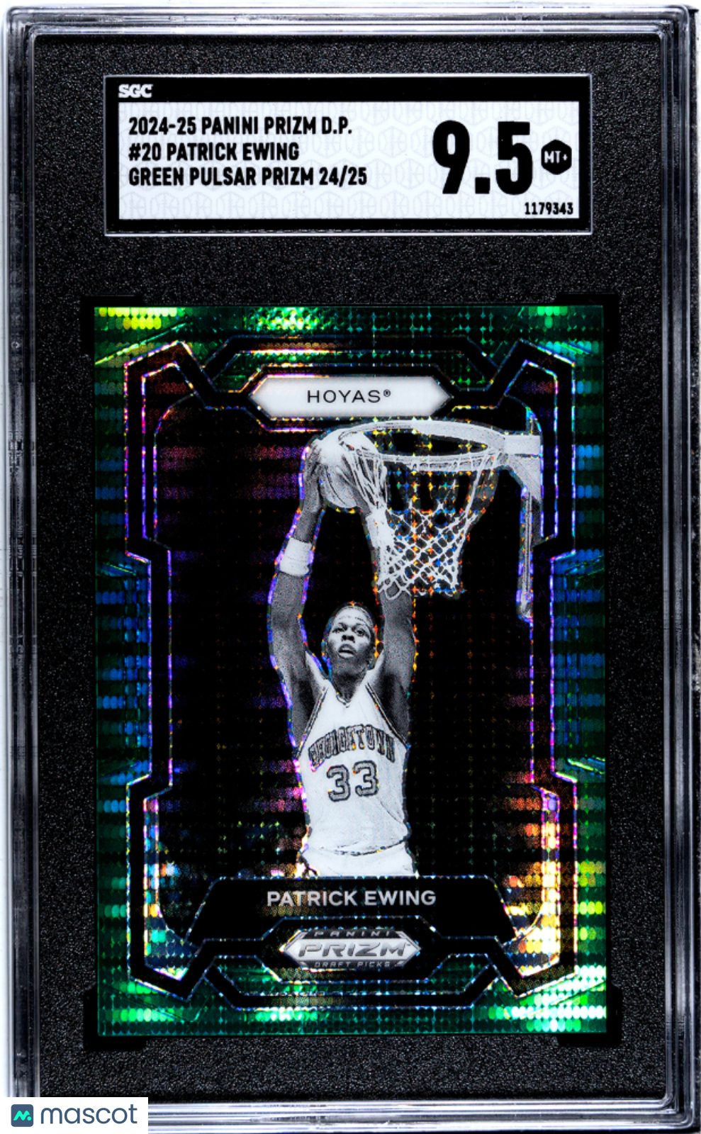 2024-25 Panini Prizm D.P. Patrick Ewing #20 Green Pulsar SGC 9.5 POP 1