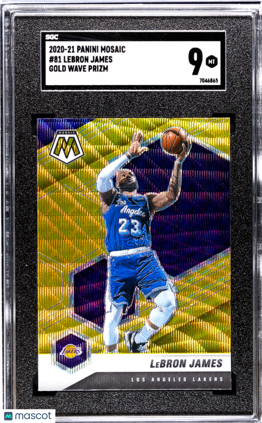 2020-21 Panini Mosaic LeBron James #81 Gold Wave Prizm SGC 9