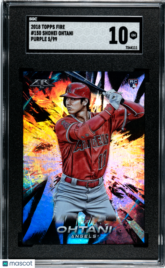 2018 Topps Fire Shohei Ohtani #150 Purple #5/99 SGC 10 Rookie POP 1