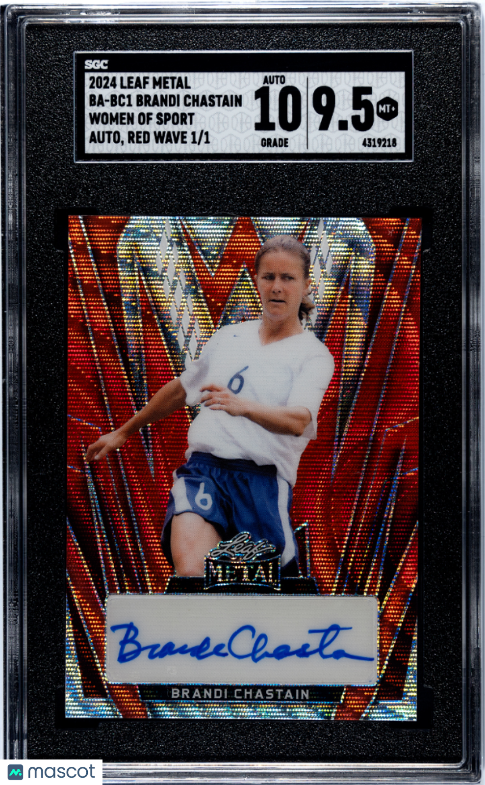 2024 Leaf Metal Women Of Sport Brandi Chastain AUTO Red Wave #1/1 SOCCER SGC 9.5