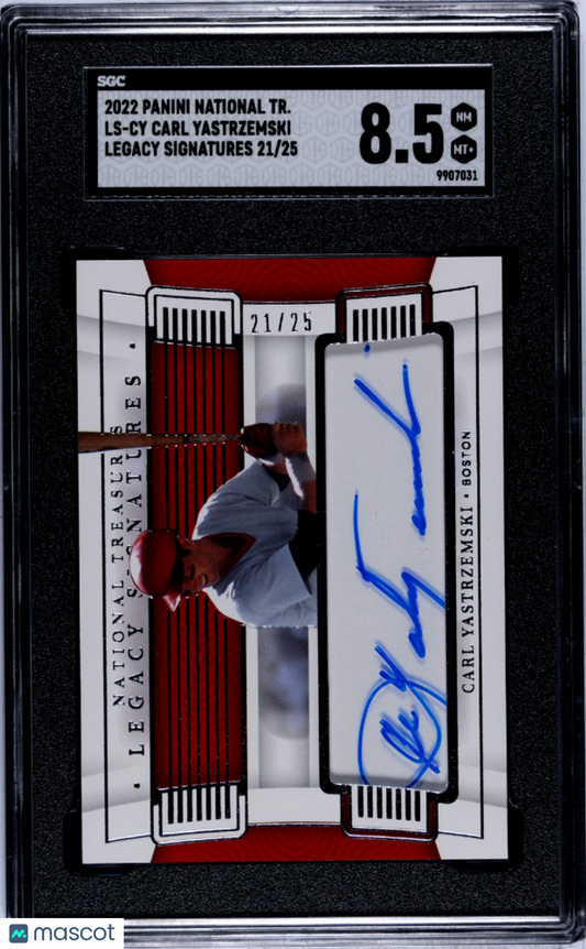 2022 National Treasures Carl Yastrzemski #LS-CY Legacy Sigs. SGC 8.5 pop 1 /25