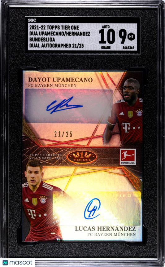 2021 Topps Tier One Bundesliga Dayot Upamecano Lucas Hernandez #21/25 AUTO SGC 9