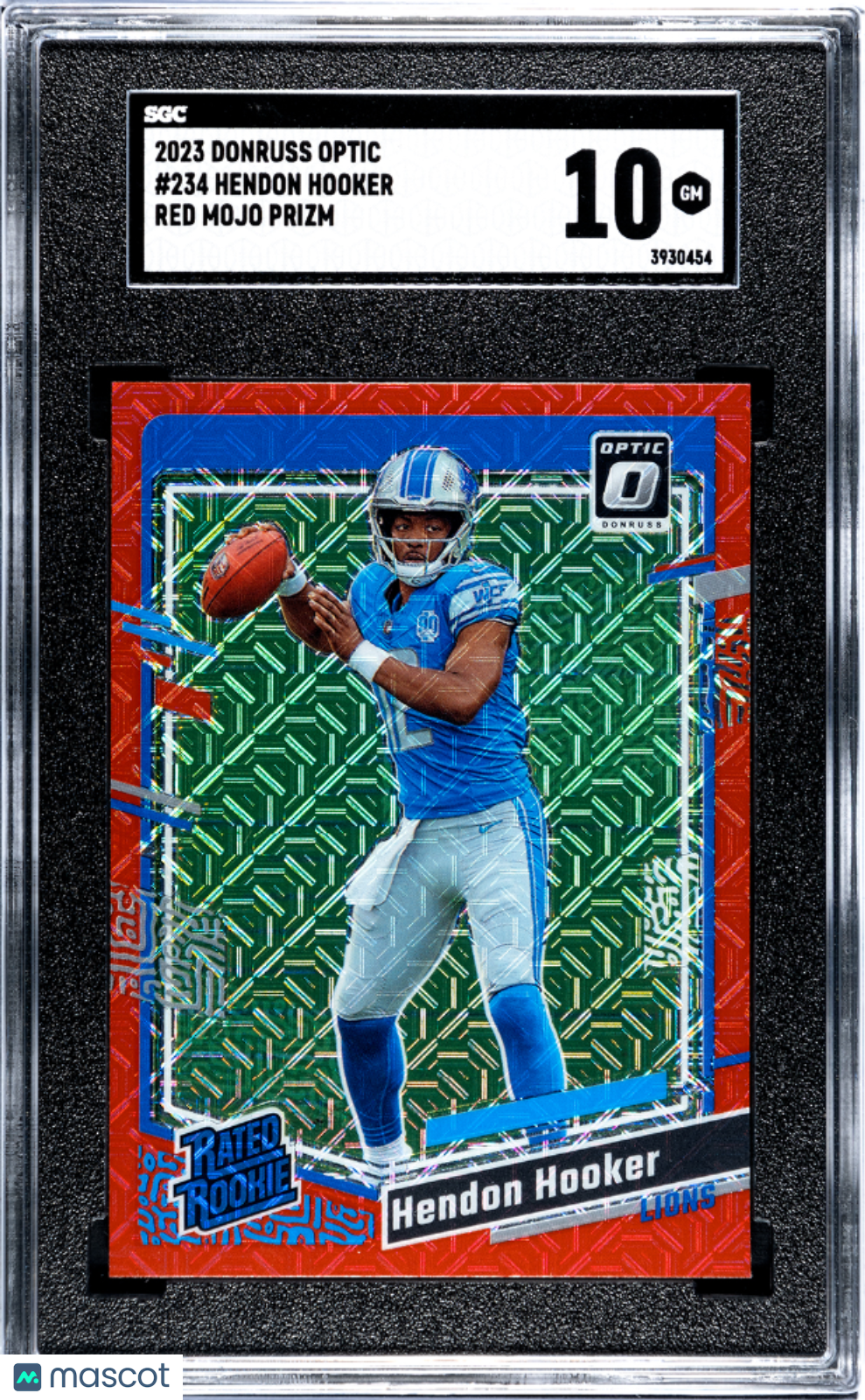 2023 Donruss Optic Hendon Hooker #234 Red Mojo Prizm SGC 10 pop 1