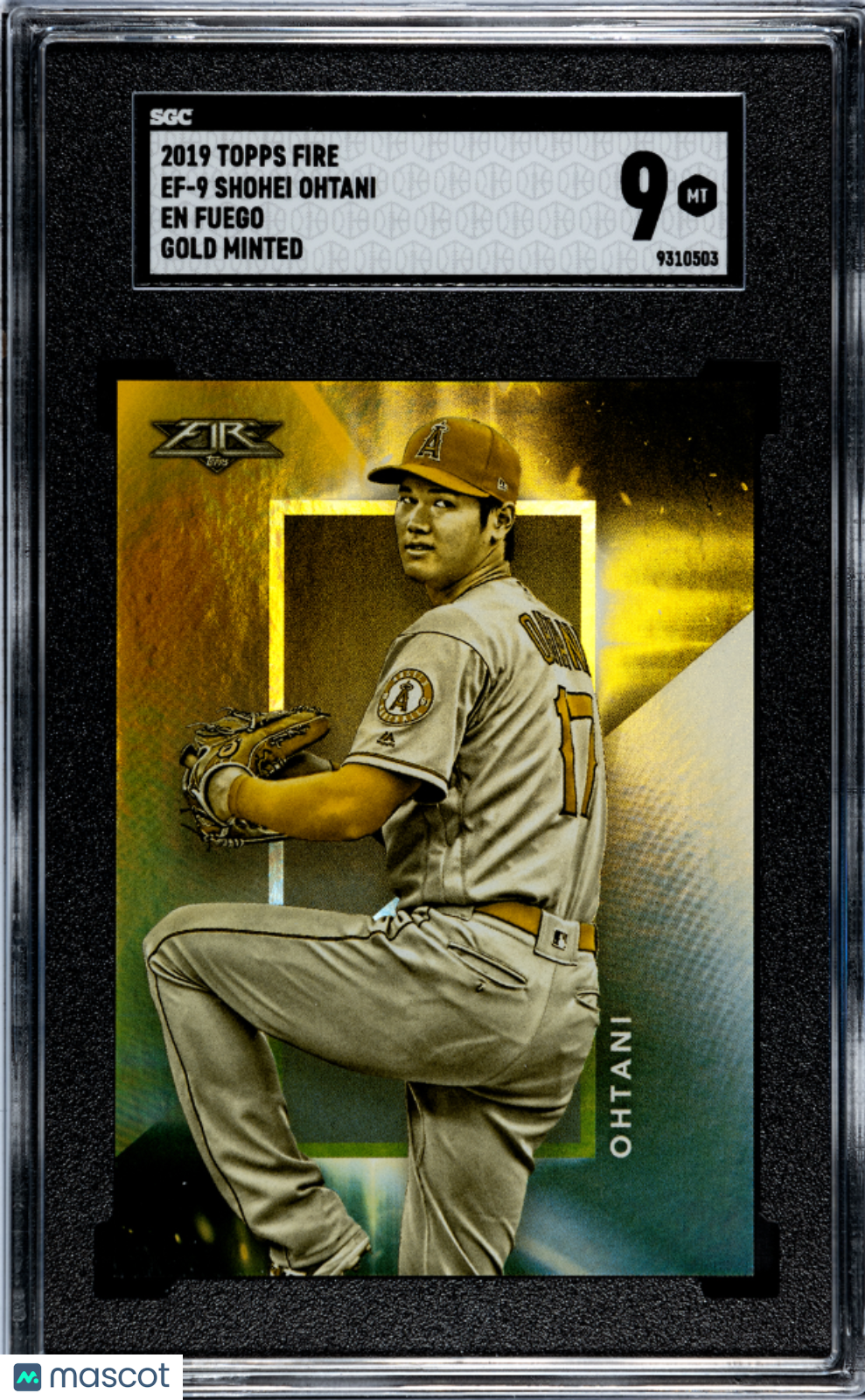2019 Topps Fire Shohei Ohtani #EF-9 EN Fuego Gold Minted SGC 9