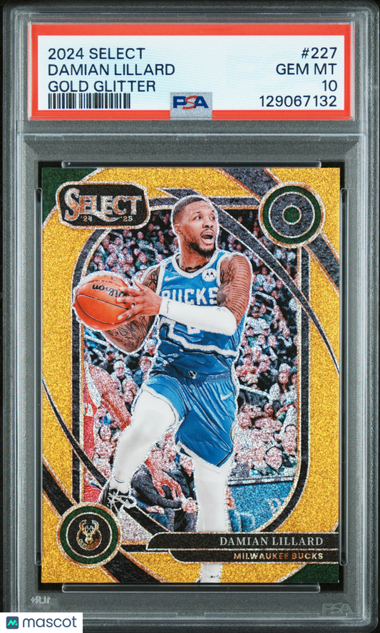 2024 Panini Select Damian Lillard #227 Gold Glitter PSA 10 pop 1