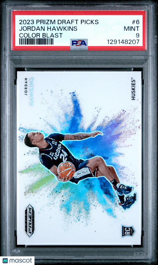 2023-24 Panini Prizm Draft Picks Color Blast Jordan Hawkins #6 PSA 9 low pop