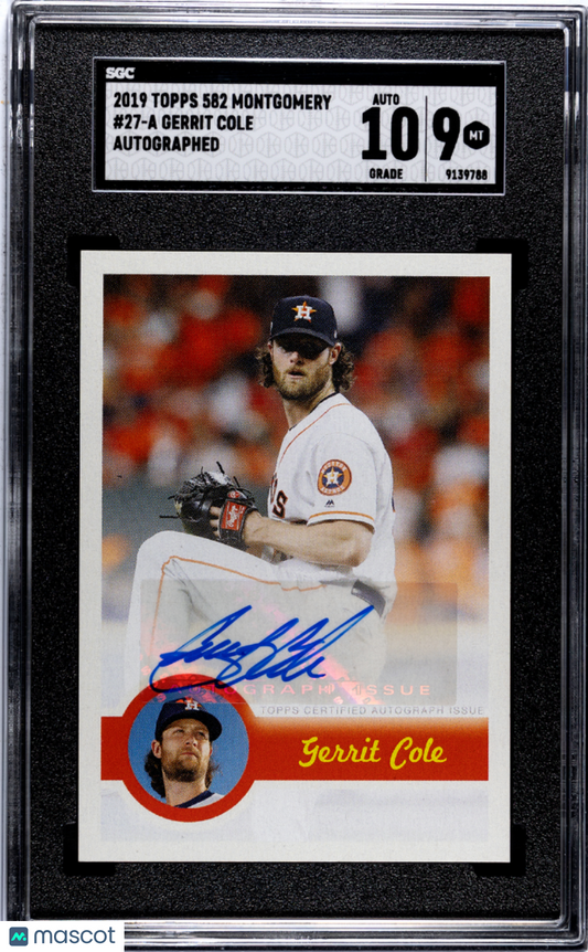 2019 Topps 582 Montgomery Gerrit Cole #27-A Autograph SGC 9 POP 1